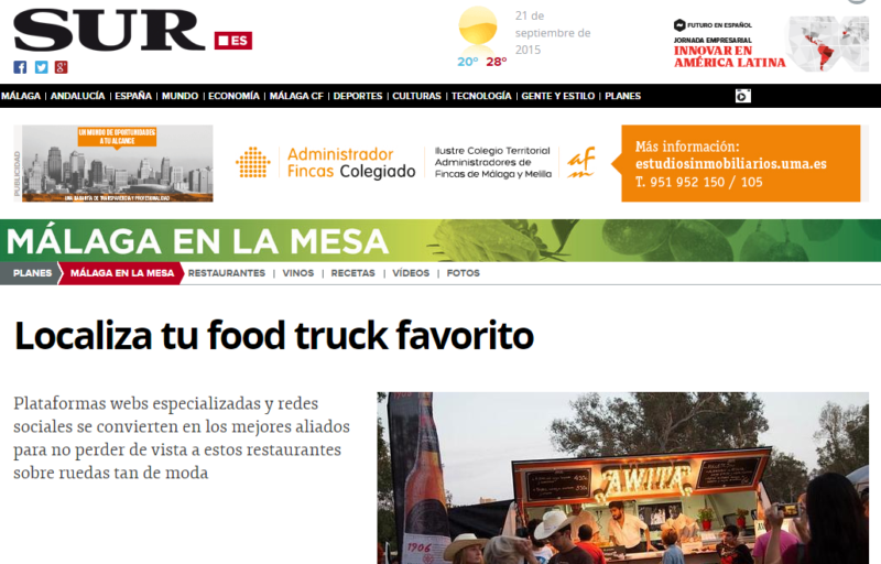 salimos en, articulo Diario Sur, tu foodtruck favorito