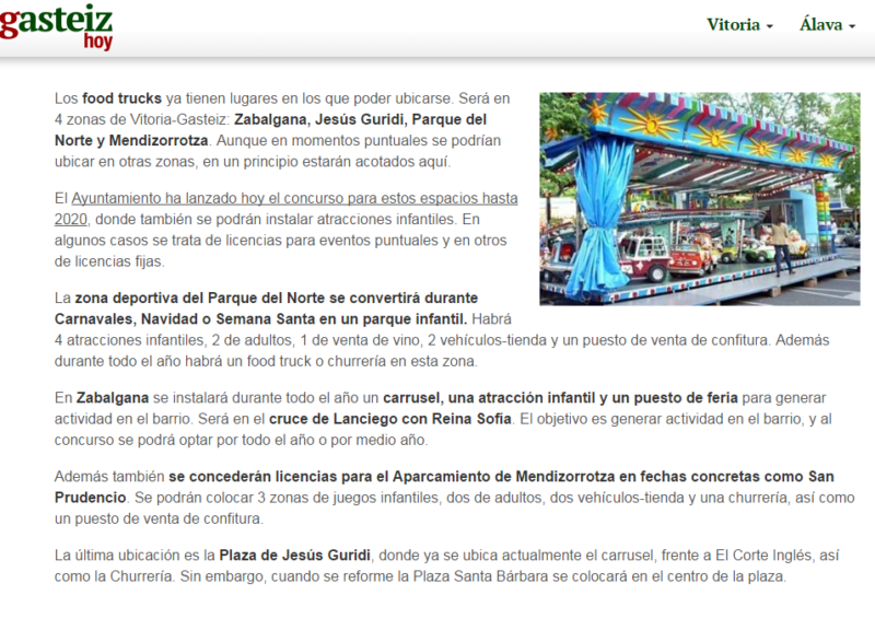 4 zonas para Food Truck Gasteiz