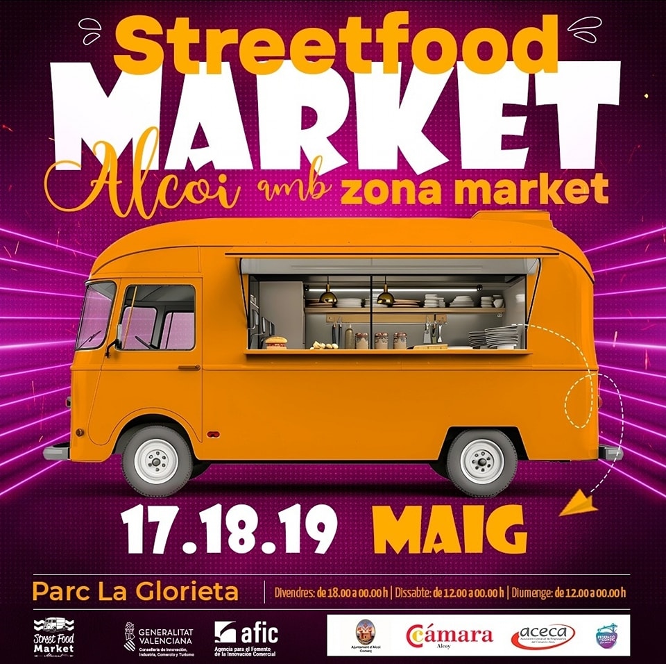 Street food market. Food trucks Alicante