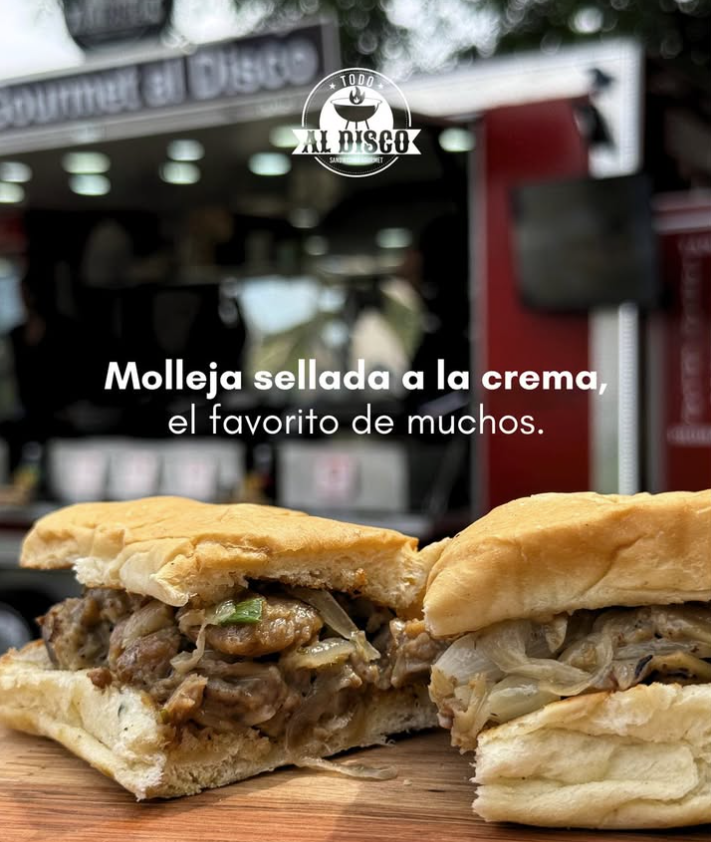 molleja a la crema, sandwich cordero patagónico. food truck todo al disco