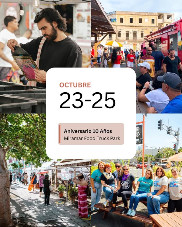 Imagen oficial del décimo aniversario de Miramar Food Truck Park, del 23 al 25 de octubre en San Juan, Puerto Rico
